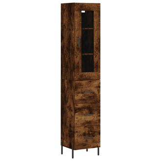 vidaXL Aparador De Madera Contrachapada Roble Ahumado 34,5x34x180 Cm Vidaxl