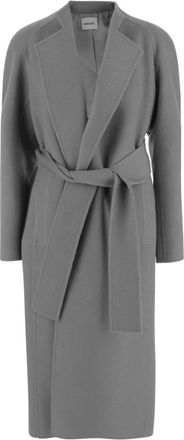 Khaite Belted Coats, female, Gray, S, Deena Wool Coat