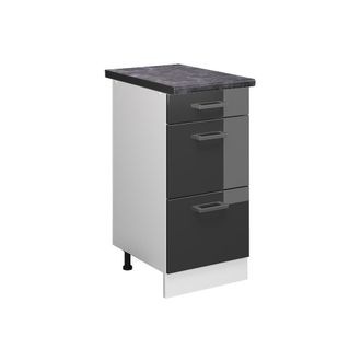 Vicco Mueble Bajo De Cocina R-line, Antracita Alto Brillo, 40 Cm Con Cajones, Et Antracita Vicco