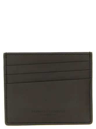 Brunello Cucinelli Embossed Logo Leather Card Case - Black