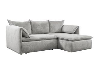 Vente-Unique Sof&aacute; cama rinconera de pana gris claro TEODORA de PASCAL MORABITO - &Aacute;ngulo derecho