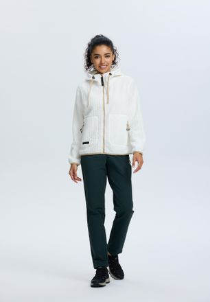 Icepeak Strickfleecejacke ICEPEAK ICEPEAK AALET, Damen, Gr. 3XL, natural wei&szlig;, Obermaterial: 100% Polyester, normal, Jacken Strickfleecejacke, mit fester Kapu