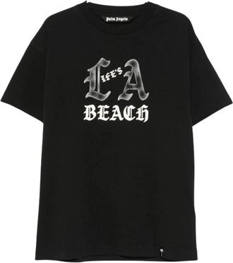 Palm Angels Classic Logo Over T-Shirt - Heren - T-shirts - Zwart - L - Katoen - Tops