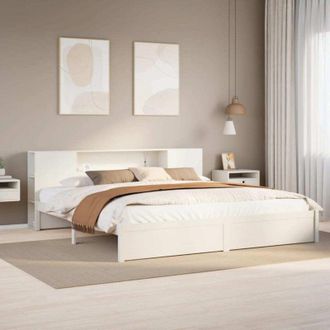 vidaXL Vidaxl - Cama Con Estanter&iacute;a Sin Colch&oacute;n Madera Maciza Blanca 200x200 Cm