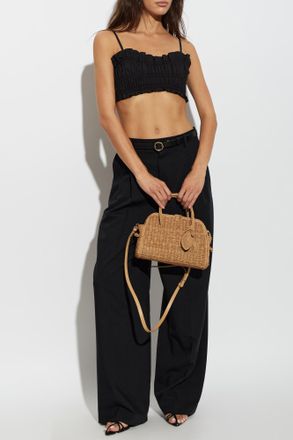 Michael Michael Kors Short Top With Ruching, Womens, Black