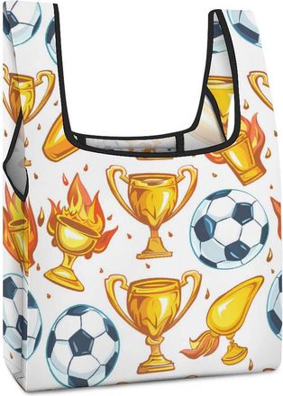 Generic Scooer Football on Fire Shopping Bag Reusable Grocery Tote Bag Foldable Handbag for Travel Picnic