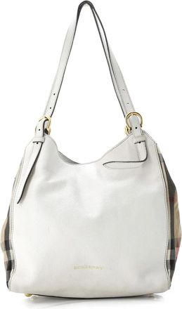 Burberry Canterbury Leather and House Check Canvas Small tote bag - Beige