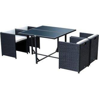 OUTSUNNY Set Mobili da Giardino Tavolo con 4 Sedie Imbottite