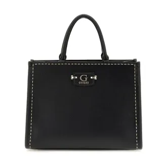 Guess Handbags, female, Black, Size: ONE SIZE Black PU Leather Handbag - Handheld Style