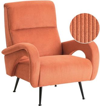 Beliani Beliani - Poltrona in velluto a coste imbottita in stile retrò con schienale basso arancione Svalov