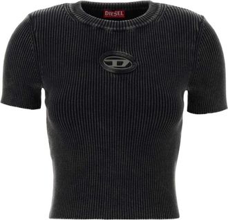 Diesel M-Anchor T-shirt - Dames - Ronde hals truien - Zwart - XS - Katoen - Truien & Vesten