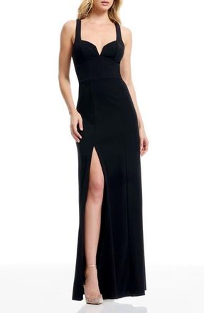 Dress The Population Nettie Side Slit Gown in Black at Nordstrom, Size Xx-Large