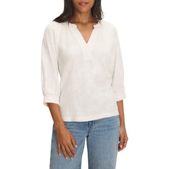 Nic+Zoe Lace Split Neck Top in Paper White at Nordstrom, Size Medium P