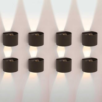 Forlight Axis Round - 8 Apliques De Pared Iluminaci&oacute;n Led Exterior Para Terrazas, Jardines Y Balcones On/off 3000k En Sofisticado Color Negro - Forlight