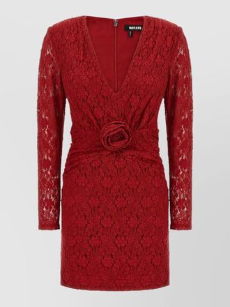 Rotate floral lace v-neck long-sleeve mini dress