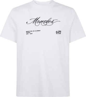 Moncler T-shirt in cotone con logo - Bianco