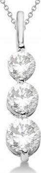 Allurez Three-Stone Graduated Diamond Pendant Necklace 14K White Gold (1.05ct)