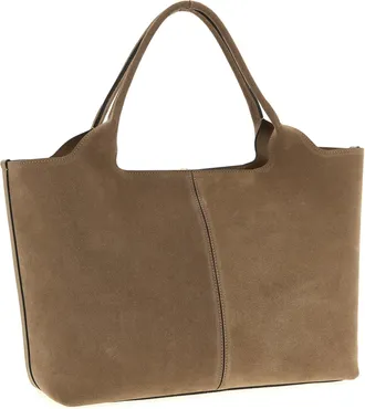 Tod's Womens Calfskin Tote Beige Leather