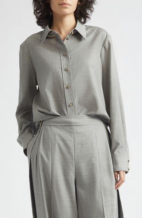 Zimmermann Valiant Wool Button-Up Shirt in Grey Melange at Nordstrom, Size 3