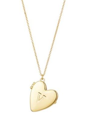 Adornia Initial Heart Locket Pendant Necklace in Gold-V at Nordstrom Rack