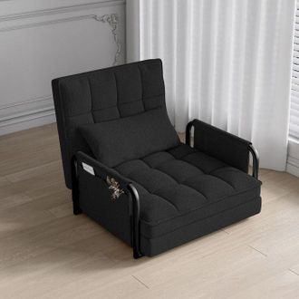 OEM Sof&aacute; Cama Modular De 1 Plaza, Sill&oacute;n, Lectura En La Sala, Chaise Longue Y Cama De Tela Boucle Negra, Dise&ntilde;o Moderno
