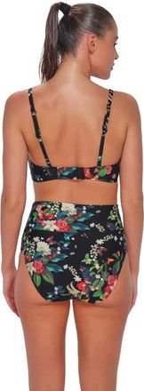 Sunsets Hannah High Waist Bikini Swim Bottoms in Fleur Noire at Nordstrom, Size X-Large