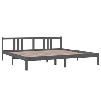 Berkfield Home Beautiful Bed Frame Grey Solid Wood 200x200 cm