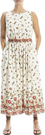 Max Studio Boat Neck Linen-Blend Maxi Dress