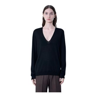 Rick Owens V-neck Knitwear, female, Black, Size: XS V Neck Pull Knit