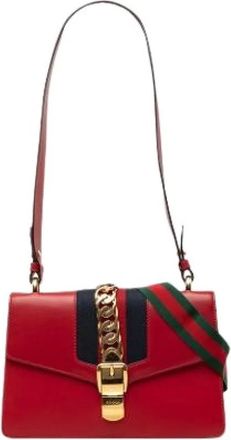 Gucci Pre-owned Sylvie Schoudertas - Dames - Vintage Schoudertas - Rood - ONE Size - Leer - Vintage