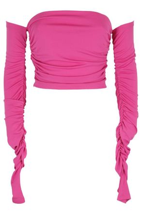 Andamane Off-Shoulder Fuchsia Top With Draped Detailing