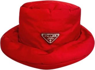 Prada Pre-owned Bucket Hat - Dames - Vintage Accessoires - Rood - ONE Size - Nylon - Vintage
