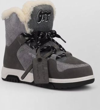 Off-white leather high-top sneakers
