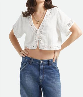 Brixton Seaside Eyelet Top In Off White