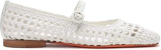 Santoni Woven Leather Ballerina - female - Santoni - Ballerina Shoes - White - 3 1/2 UK - Shoes