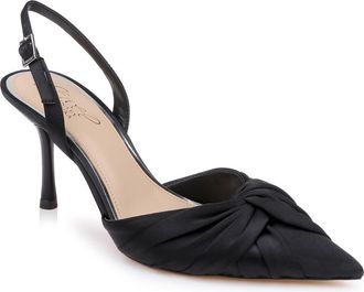 Badgley Mischka Zariel Slingback Pump in Black Satin at Nordstrom, Size 5.5