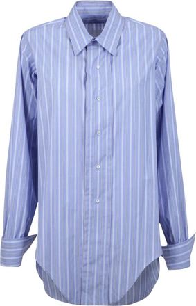 Maison Margiela Cotton Shirt - Dames - Overhemden - Blauw - XS - Katoen - Overhemden