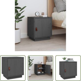 vidaXL Comodino grigio - Comodino Grigio 40x34x45 cm in Legno Massello di Pino