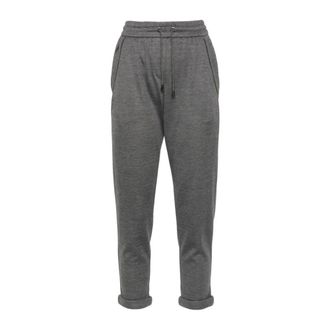 Brunello Cucinelli Grey Jersey Trousers with Monili Chain