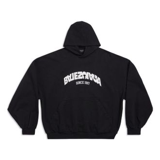 Balenciaga Back Flip Round Hoodie Oversized Black White 761458TPVG11070