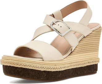 Johnston & Murphy Addison Asymmetrical Wedge Womens Sandals Bone Nappa Leather : 9.5 M