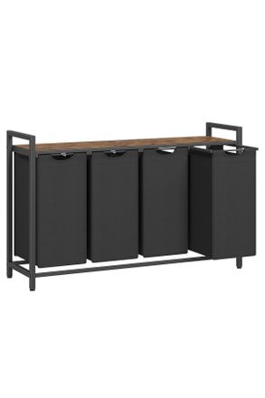 MID.YOU Mid.you W&auml;schekorb, Braun, Schwarz, Metall, Textil, Holzwerkstoff, 160 l, rechteckig, 116x72x33 cm, zusammenfaltbar, Haushalt & Kleinelektro, W&auml;schepf