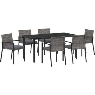 vidaXL Conjunto De Comedor De Jard&iacute;n 7 Pcs Gris Polirat&aacute;n Vidaxl