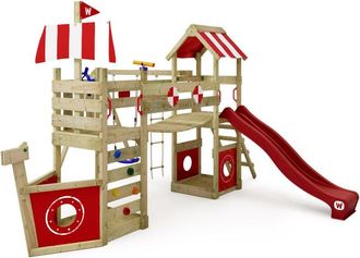 No Brand Wickey Parque Infantil De Madera Stormflyer Con Columpio Y Tobog&aacute;n Casa De Juegos De Jard&iacute;n Con Arenero Y Escalera Para Ni&ntilde;os - Rojo