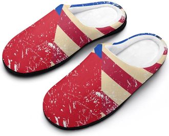 Generic U.S. And Philippines Vintage Flag Cotton Slippers for Women Indoor Outdoor Slipper Slip-On Memory Foam Home Shoes