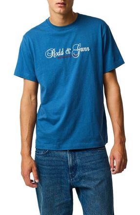 Rodd & Gunn Wendon Valley Embroidered Logo T-Shirt in Denim at Nordstrom, Size Xxx-Large