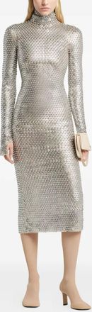 Courr&egrave;ges embellished high-neck midi dress - Silver