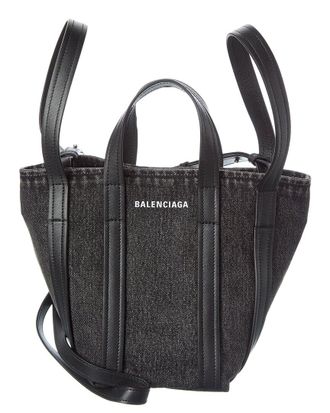 Balenciaga Ever 2.0 N/S XS Denim & Leather Tote