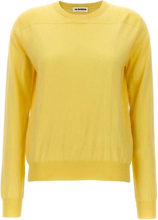 Jil Sander Truien & Vesten, Dames, Geel, M, Katoen, Trui met ronde hals