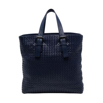 Bottega Veneta Pre-owned Tote Bags, female, Blue, Size: ONE SIZE Pre-owned Woven Leather Tote Bag